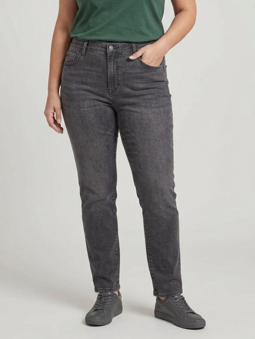 JCPenney High Stretch Denim Womens Black Slim Straight Leg Jeans 18W